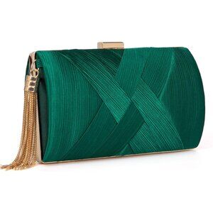 Women Clutch Purse Evening Formal Shoulder Crossbody Tassel Bag Green